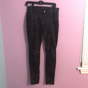 7 for all mankind black patterned skinny jeans